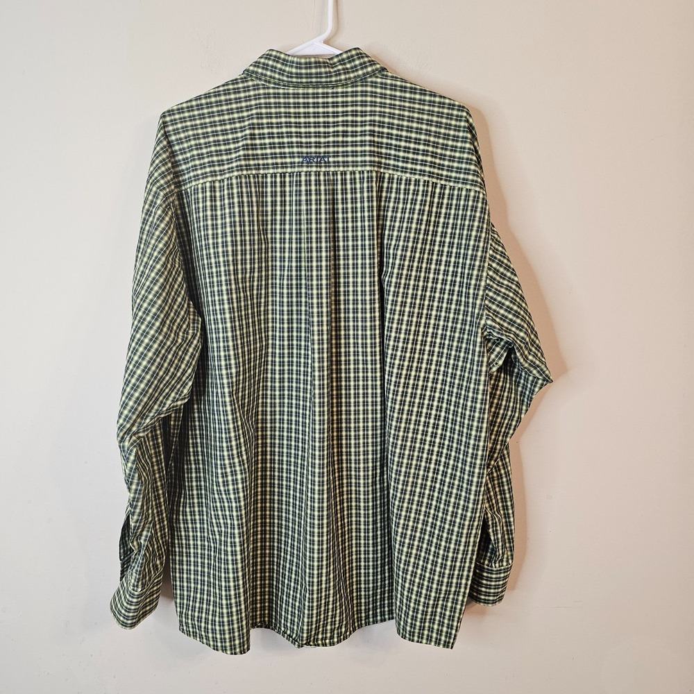 Men's Ariat Pro Series Green Plaid Button Down Shirt Size XXL - Picture 2 of 7